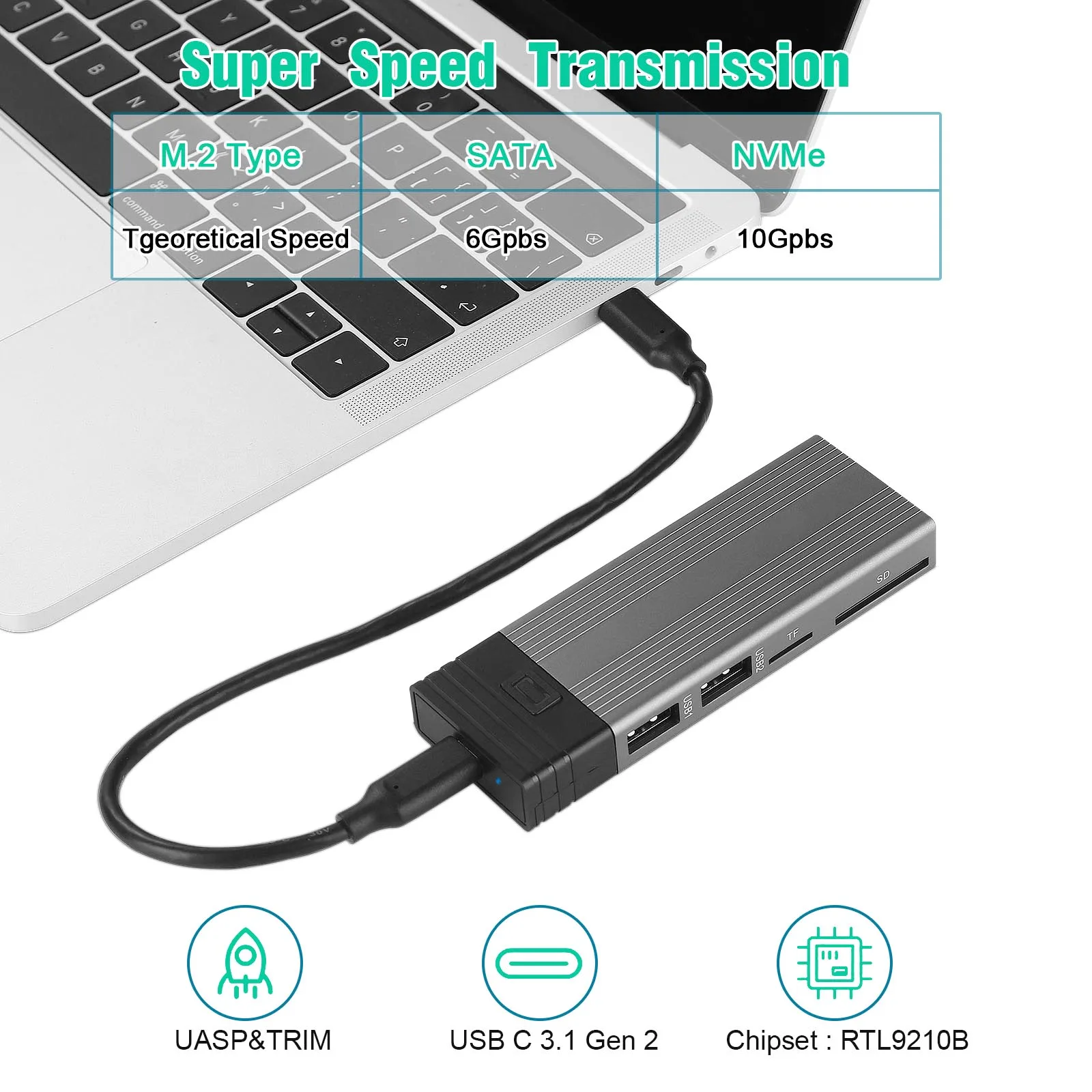 Enclosure Ssd Ssd Enclosure Aluminum Alloy Xfanic Nvme M.2 Enclosure Support 2230 2242 2260 2280 Ssd Case
