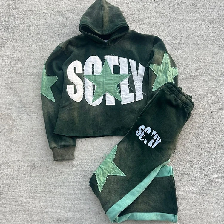 Custom Embroidered Patches Logo High Quality Pullover Sweatshirts Drop Shoulder Fleece French Terry Oversized Hoodies