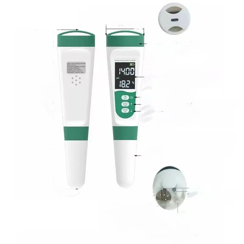 Пылезащитный и водонепроницаемый 5 в 1 детектор качества воды PH EC TDS измеритель соленой температуры с функцией речи
