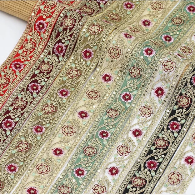 Multicolor Florist Embroidery Ribbon Lace Trim Ethnic Sew Accessory Ribbon