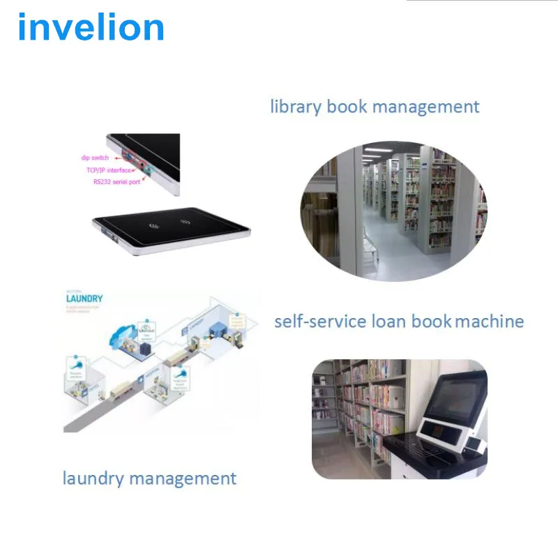 Invelion 10-100cm near field desktop uhf rfid reader writer USB keyboard output for self-service check out counter inventory