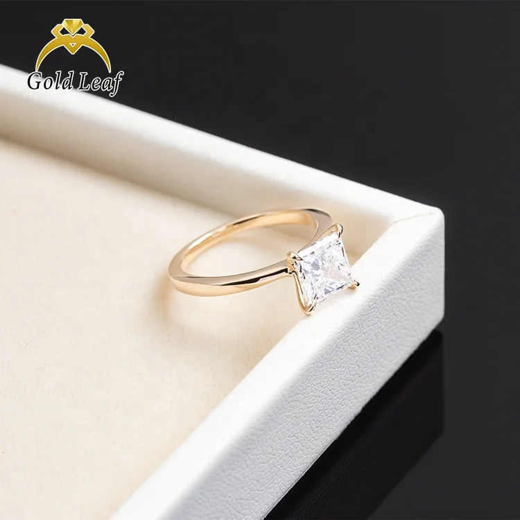 Goldleaf Jewelry Bridal Jewelry 14K Solid Gold Diamond Engagement Ring Princess Cut Lab Grown Diamond Ring Wedding