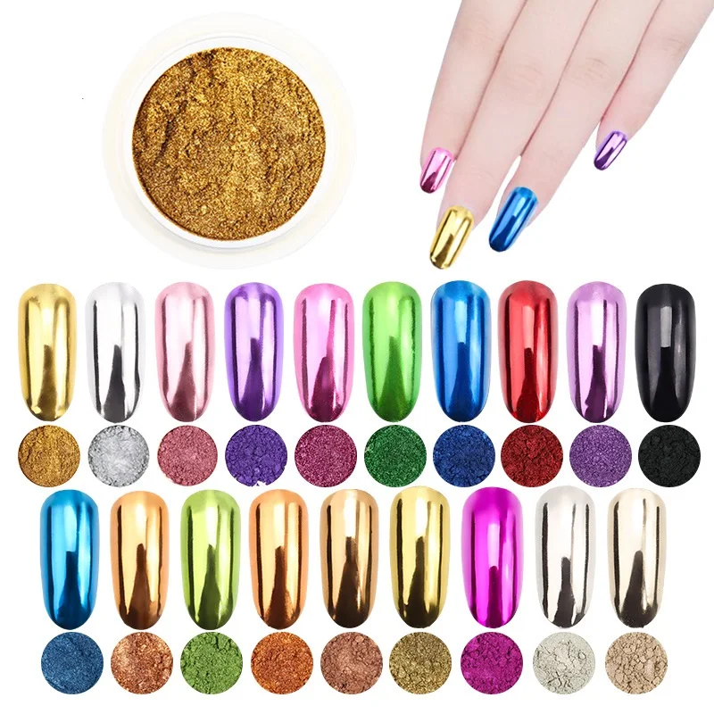 New Wholesale Nails Art Pigment Acrylic Glitter Mirror Effect For Chrome Titanium Nail Powder Jar