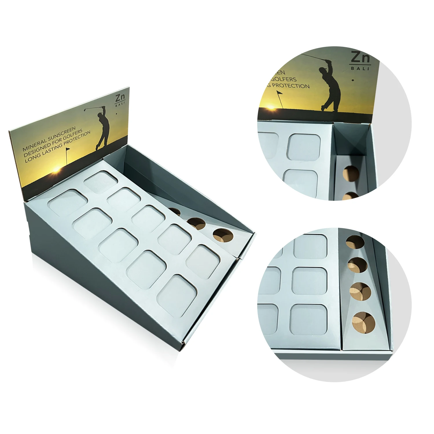 Corrugated PDQ Display Box Cardboard Table Countertop Stand Sunscreen Counter Display