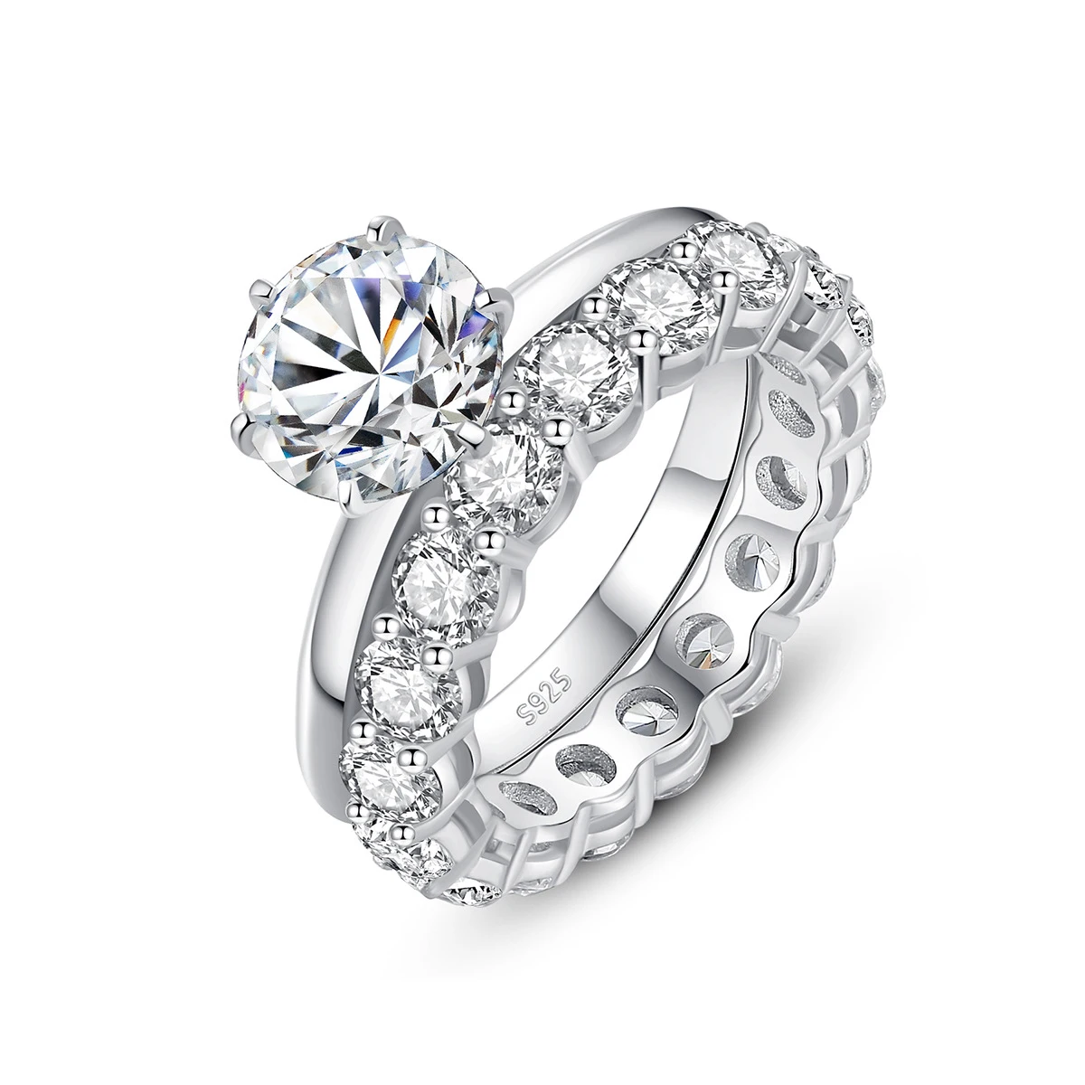 wholesale stackable 925 sterling silver moissanite wedding ring