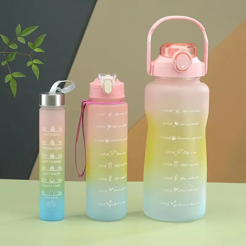 2023 Trending Product 2L Motivational BPA Free Plastic Water Bottle With Times To Drink For Outdoor Sports