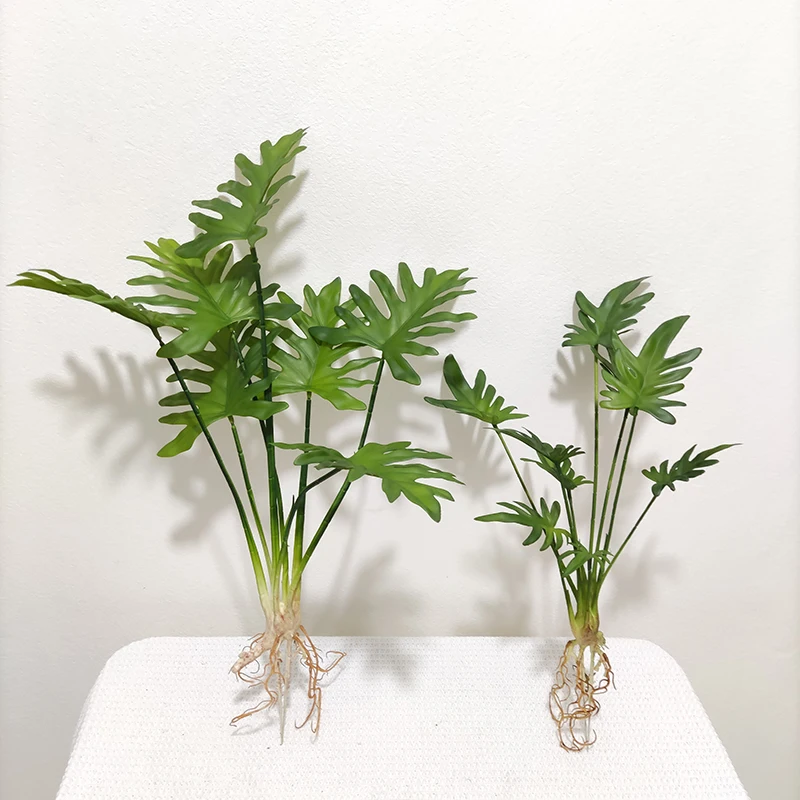 Nearly Natural Fan Leaf Faux Plants Real Touch Monstera Leaves Spring Taro Leaf Artificial Plant Monstera Bush With Root