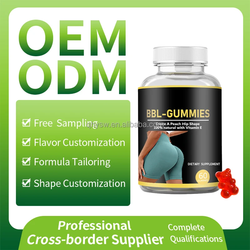 OEM Private Label BBL Gummies Peach Hip Shape Larger Fuller Butt Enhace Curve BBL Gummies