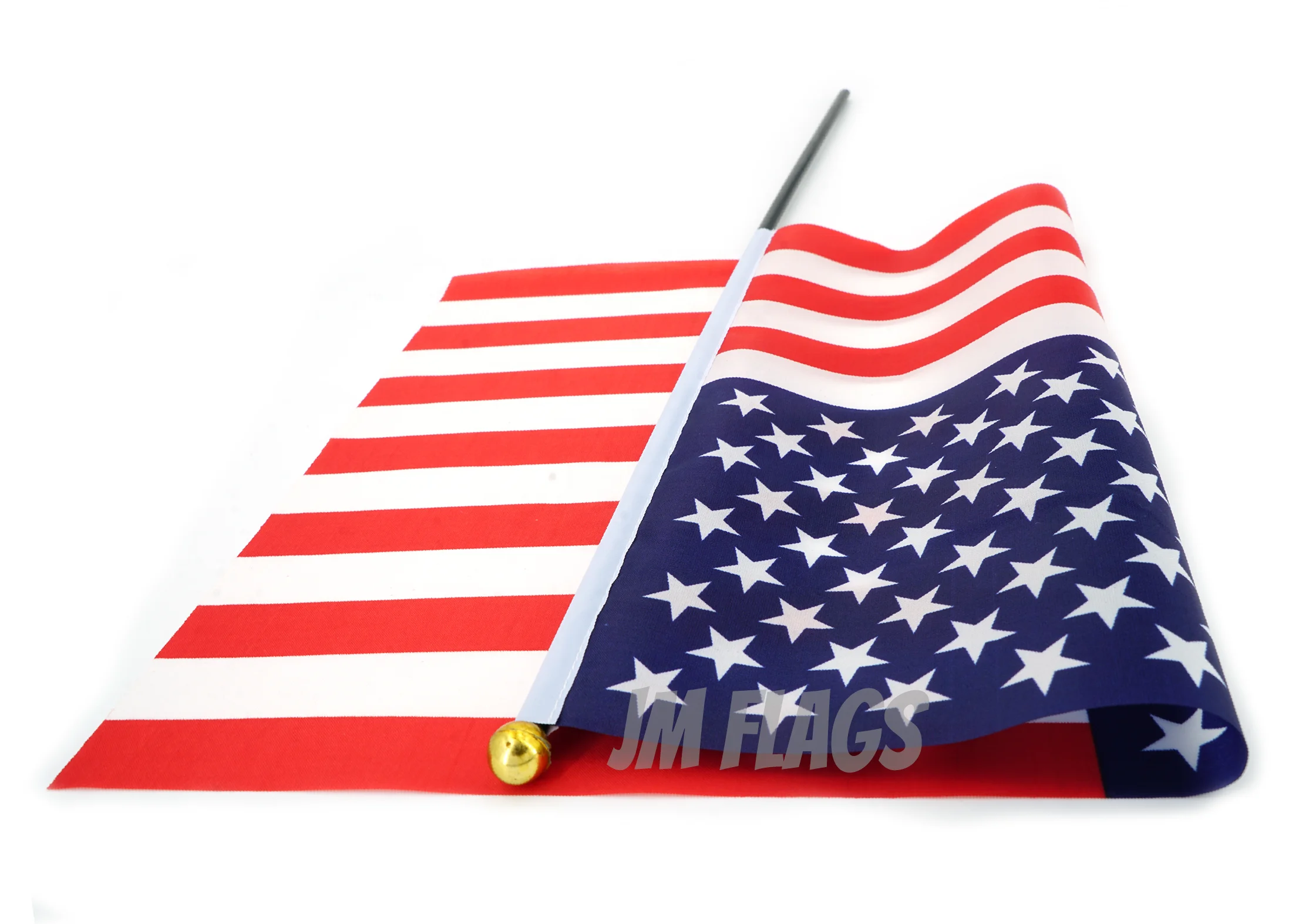 Wholesale 17.7*11.8 inch American Hand Flag black Pole Polyester Hand Decoration American Stick Flags