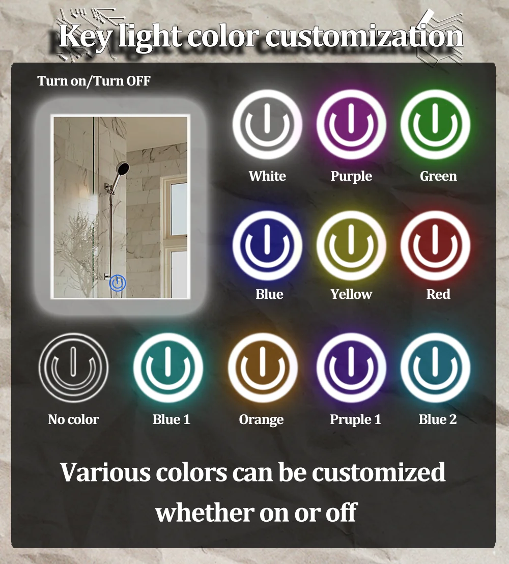 Smart 12V 5A 60W Bathroom Mirror One Color Single Dimmer Mini led Light Mirror Touch Sensor Switch With Base
