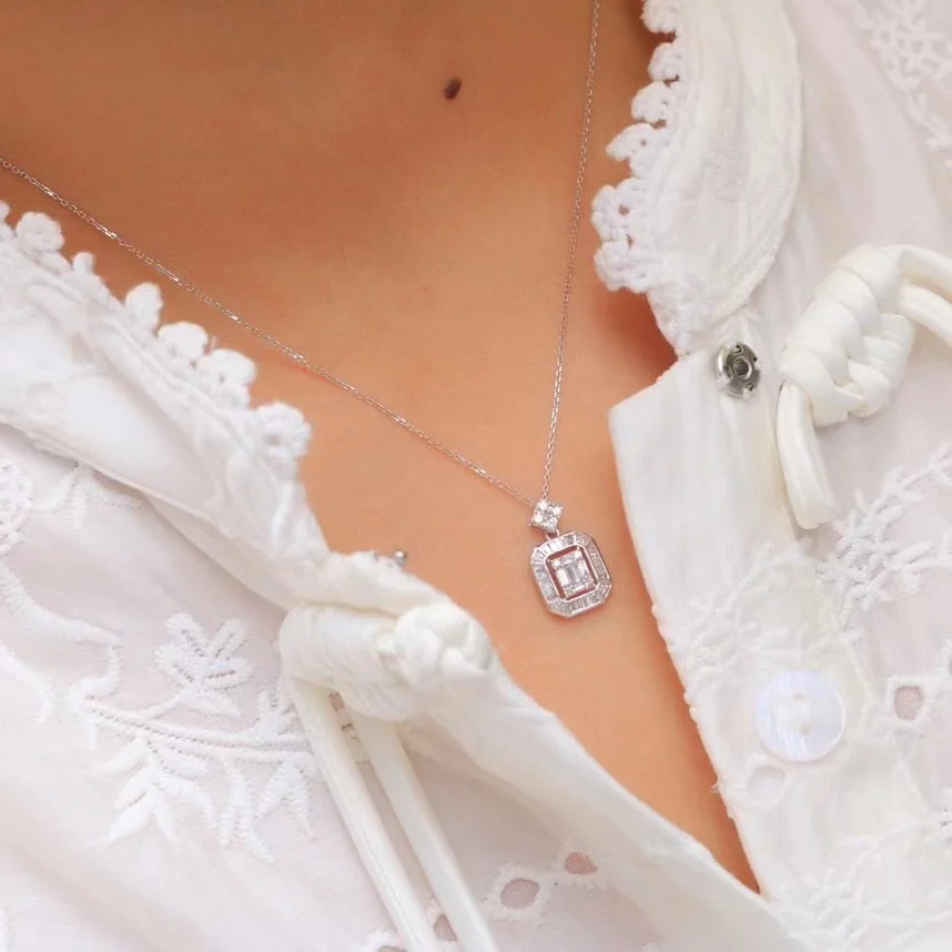 0.45ct Natural Diamond 18k Solid Gold Jewelry Diamond Pendant Necklace Women genuine diamond jewelry