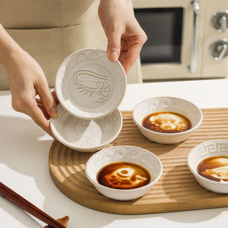 Factory Wholesales Retro Vinegar Plate 3D Sculpture Animal Ceramic Dish Cartoon Small Soy Sauce Plate