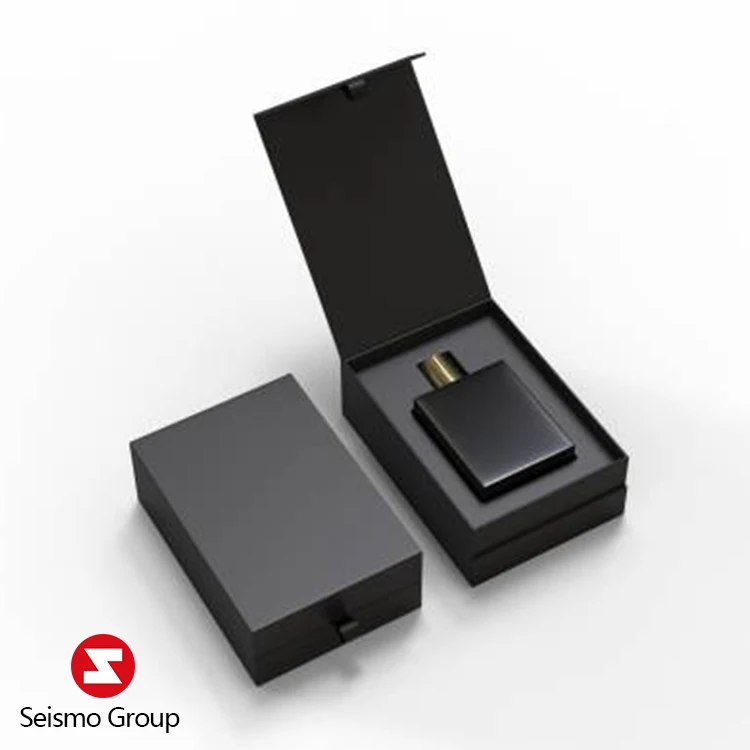Custom Print Luxury Perfume Lotion Bottle Packing Special Paper Leather Cologne Gift Set Black Packaging Box Design With Insert
