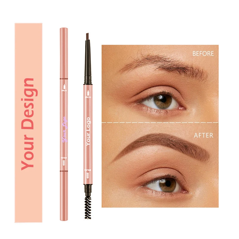 Private Label Brow eyebrow pencil with brush Ultra Slim Eyebrow Pencil Smudge Proof  Black Dark Brown Thin Brow