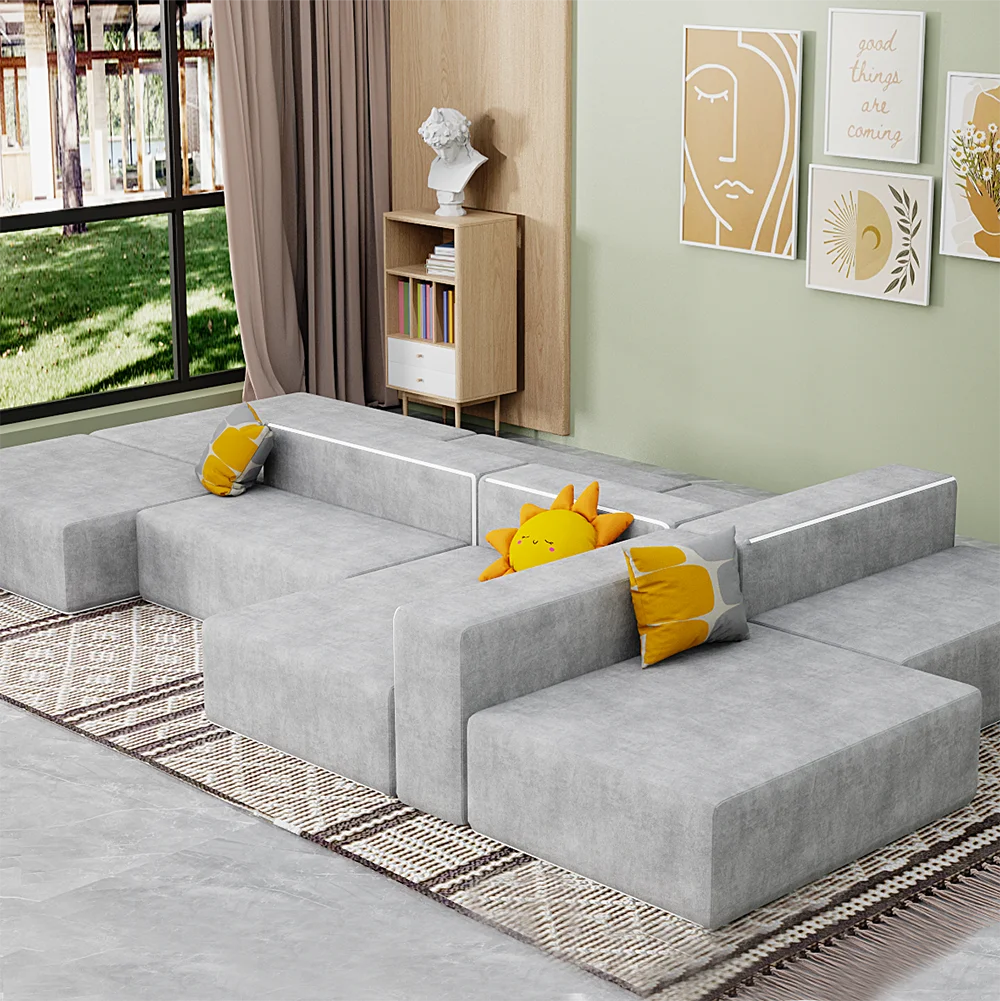 Модульный диван ODM/OEM 12 шт. 30d пенопластовый L/I/U-образный секционный длинный для безопасности детский игры модульный