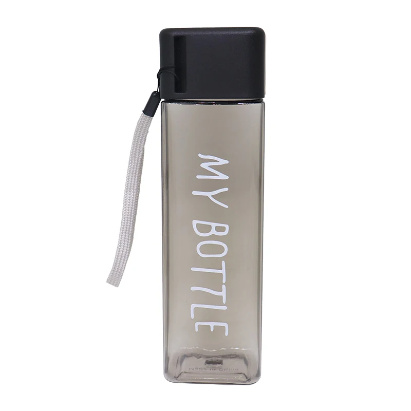 450ml Factory Wholesale New Travel Transparent Plastic Clear Square Shaped waterbottle With Lid