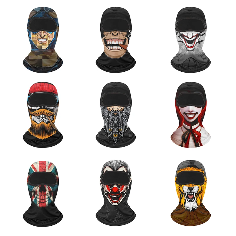 Dropshipping Ghost Skull Face Pattern Breathable Windproof Anti-UV Halloween Cosplay Cycling Balaclava Custom Logo
