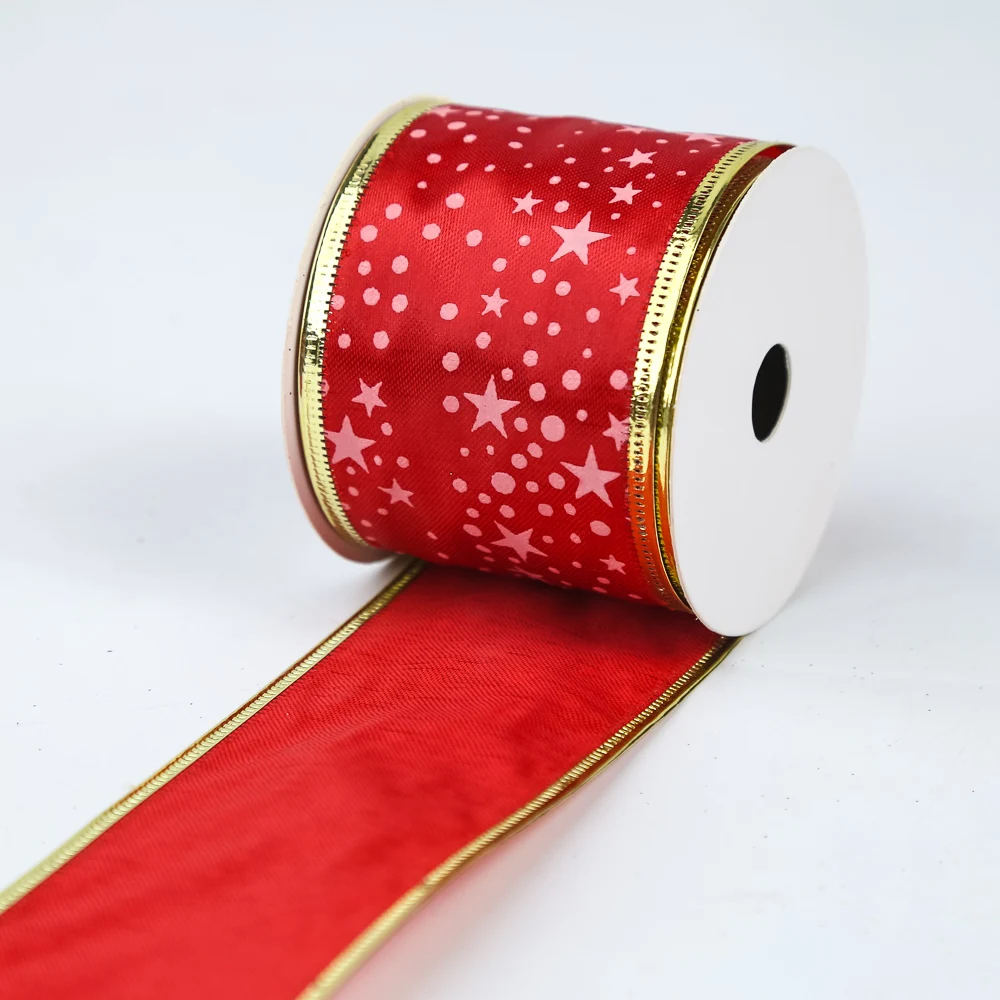 Red and black series woven fabric plaid edge ribbon for Christmas decorative  wreath