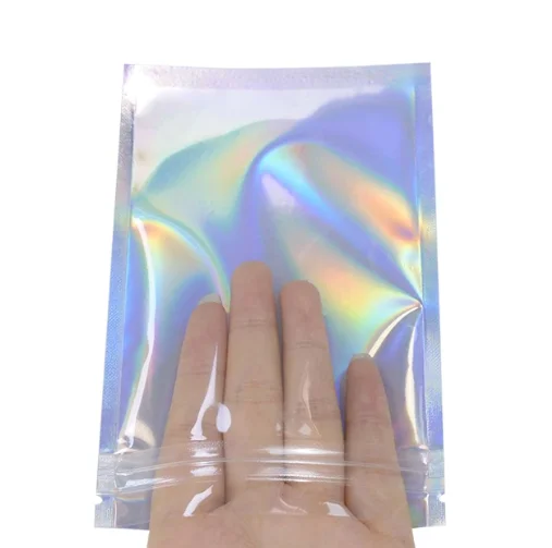 Cellophane Treat Bags,Iridescent Holographic Goodie Bags, Clear Cello Bags with Twist Ties for Birthday Party Favors, Valentines