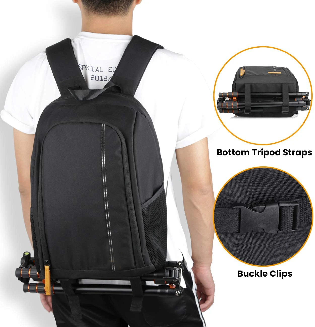 Multi-functional Camera Backpack Waterproof Camera Bag Large Capacity Camera Case with 15 Inch Laptop Compartment