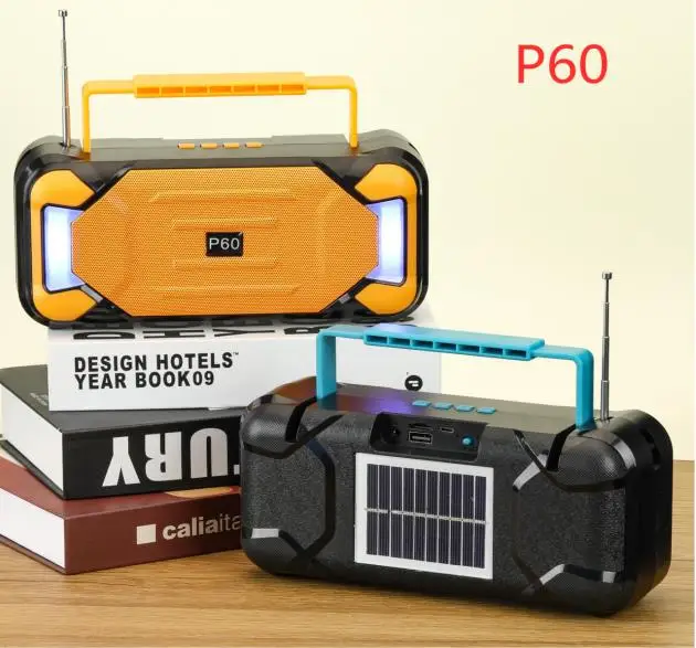 P60 Retro portable Speaker BT 5.1 TWS Pairing Smartphone Holder U Disk FM Radio AUX Boombox