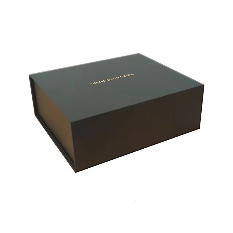 Custom small quantity design logo black paper boxes packaging garment clothes cardboard rigid delivery box magnet with lid