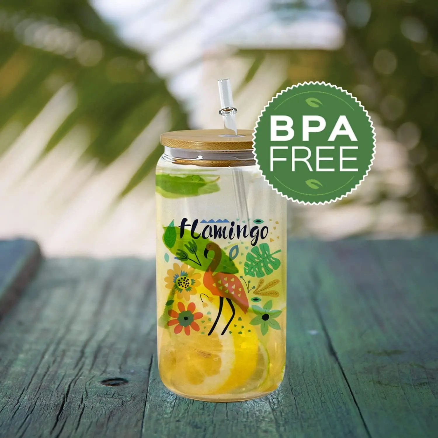 16oz Clear Sublimation Glass Blank Tumbler with Bamboo Lid for Beer Iced Coffee Sublimation and HTV Vinyl Crafts