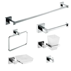 6 Pieces Solid Copper Wall Mounted Towel Ring Washroom Sanitary Fittings And Bathroom Accessories Set