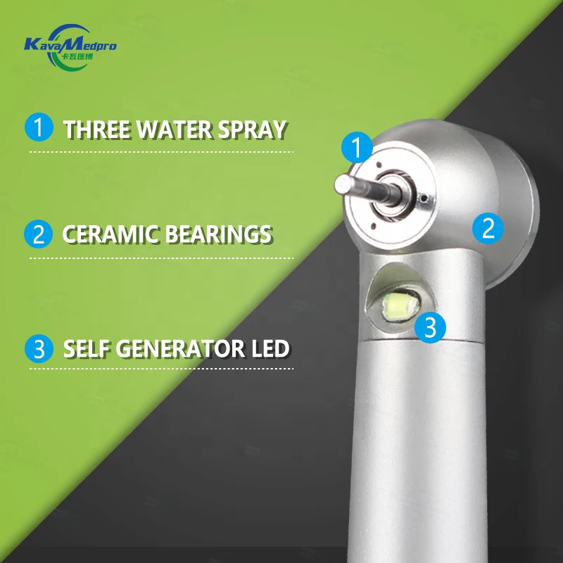 Portable Dental stainless steel body handpiece Led Dental High Speed Handpiece With E-Generator