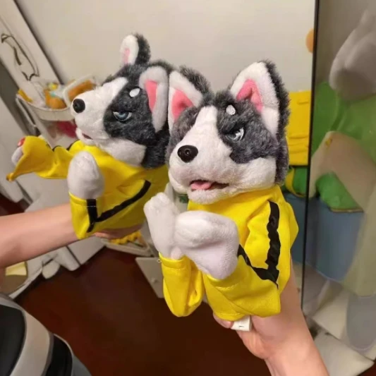 Husky boxing dog hand puppet toy funny glove plush interactive sound effects funny electric pet toy