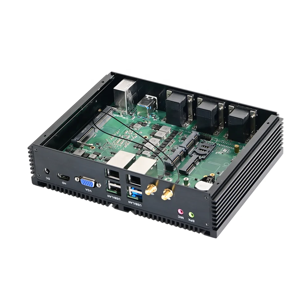 i7 i5 i3 Fanless Mini PC Barebone single board computer Industrial Embedded Rugged Computer LAN Server 6 COM 8 USB Win10 IoT IPC
