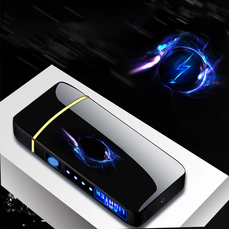 Роскошный USB-зарядный зажигалка индивидуальный датчик отпечатков пальцев разблокированный дуговой ветрозащитный прикуриватель