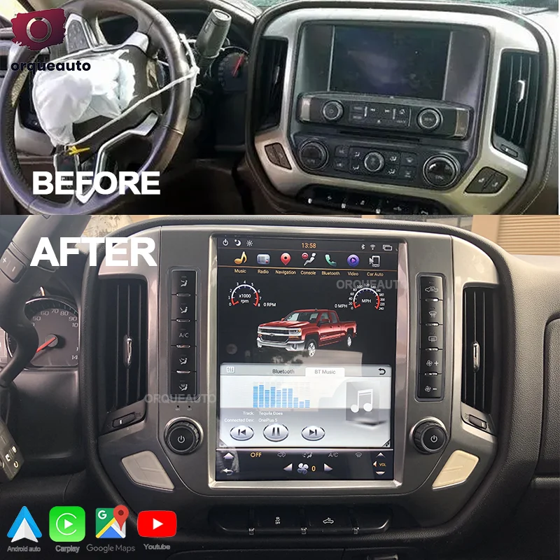Vertical Screen Smart Radio Upgrade Carplay Stereo GPS Navigation for Chevrolet Silverado GMC SIERRA 2014-2019