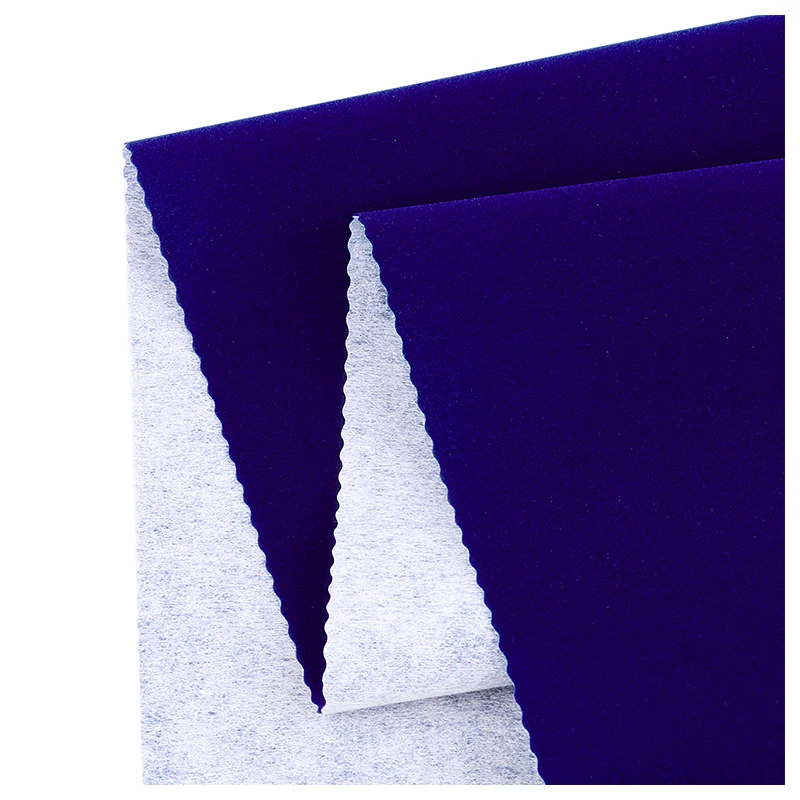 Blue flocking fabric for luggage packaging textile blue velvet fabric