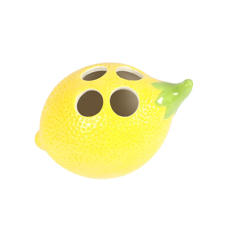 
New Product Table Beauty Lemon Organizer Makeup Brush Storage Ceramic Pen Holder 