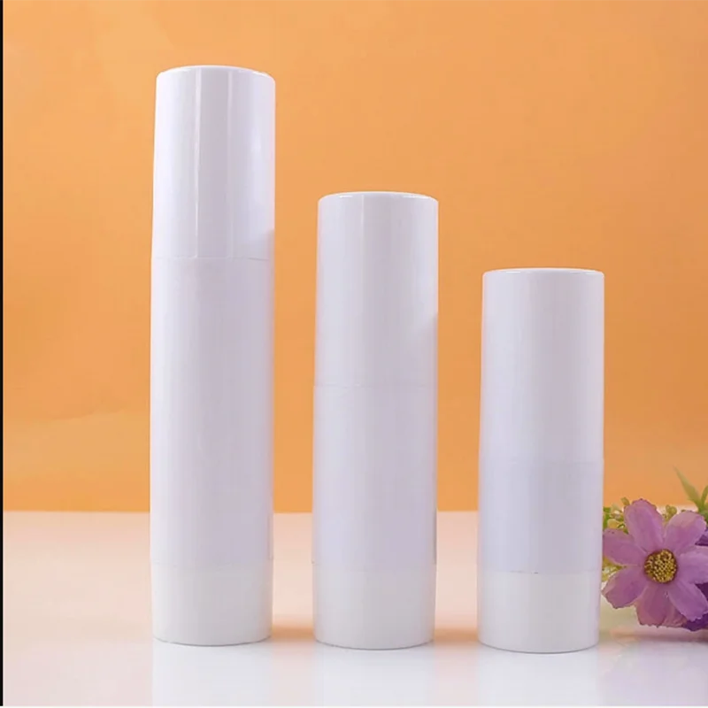 Factory stock Plastic AS White Airless Bottle 15ml 30ml 50ml Milk Essence Dispensed White Bottle White Cover Empty Bottle