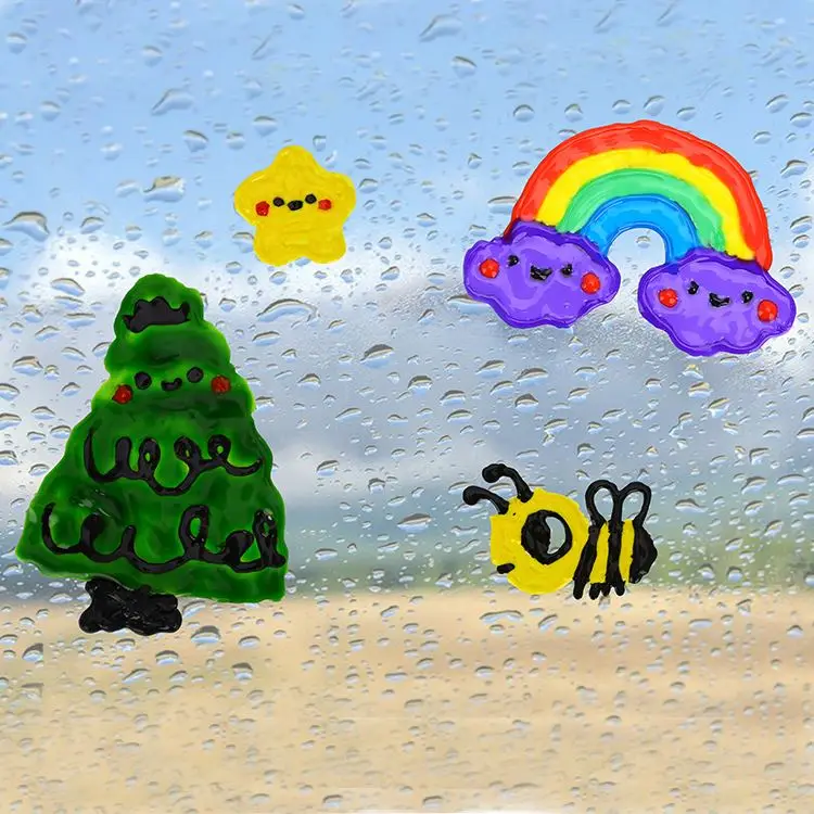 DIY Drawing Toys 3D Instant Sticky Window Paint Glass Decoration Cling for Kids Arts and Craft Kits