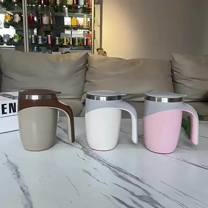 Automatic Self Stirring Coffee Cup Electric Magnetic Mug Metal Mugs Stainless Steel Portable USB Travel American Style HANDGRIP