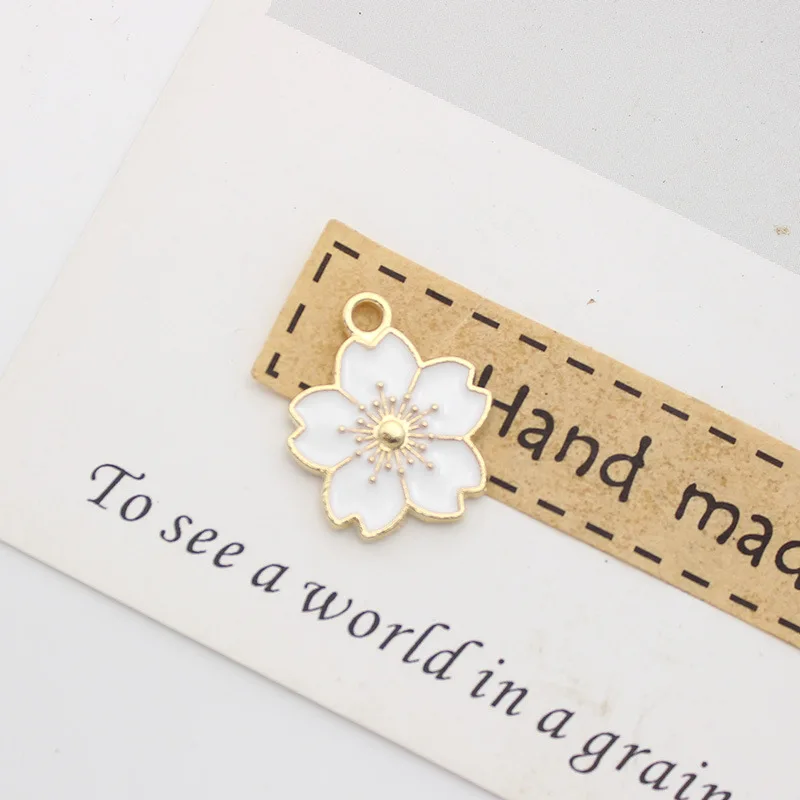 DIY drip alloy  five-petal flower pendant earrings bracelet necklace jewelry pendant flower key Buckle accessories