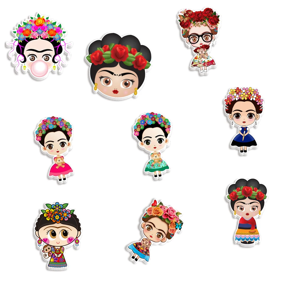 customizable resin planars mexico girl cartoon character printed resin jewelry art