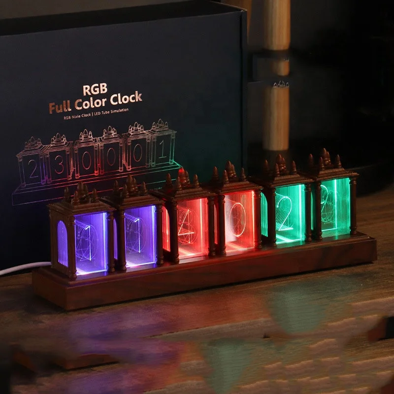 Customize your message with LED nightlight Pseudo glow tube digital output antique Table Clock