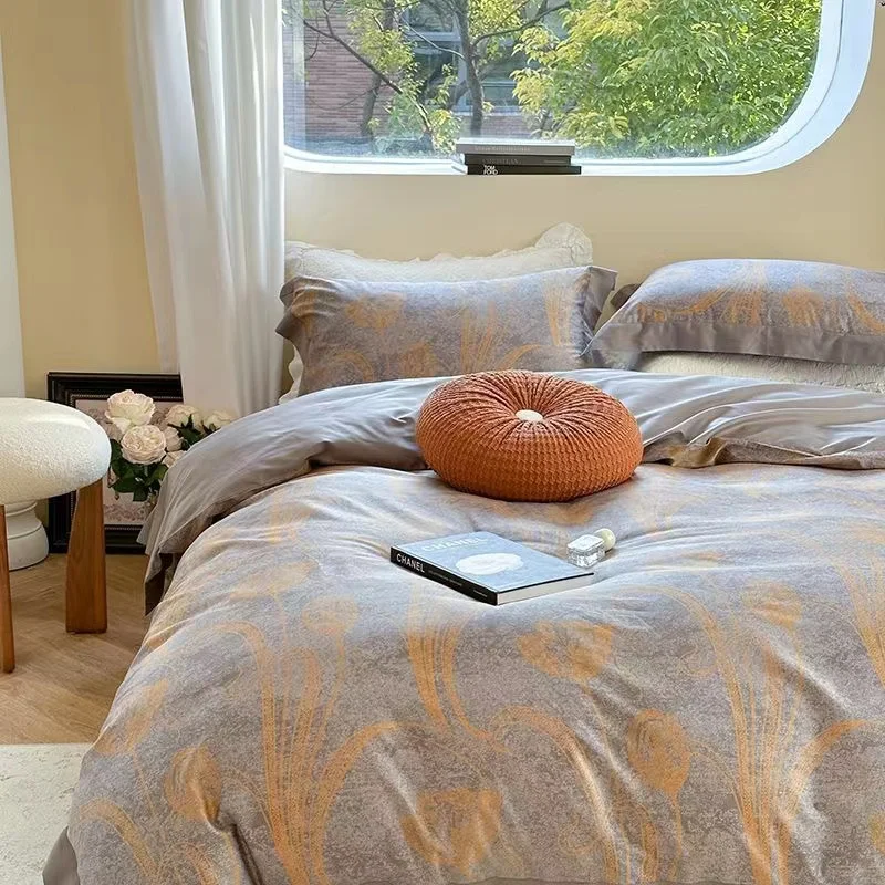 2024 New design 100s printed corner 4 pcs cotton bed sheets high quality bedding set bed sheets set wholesale