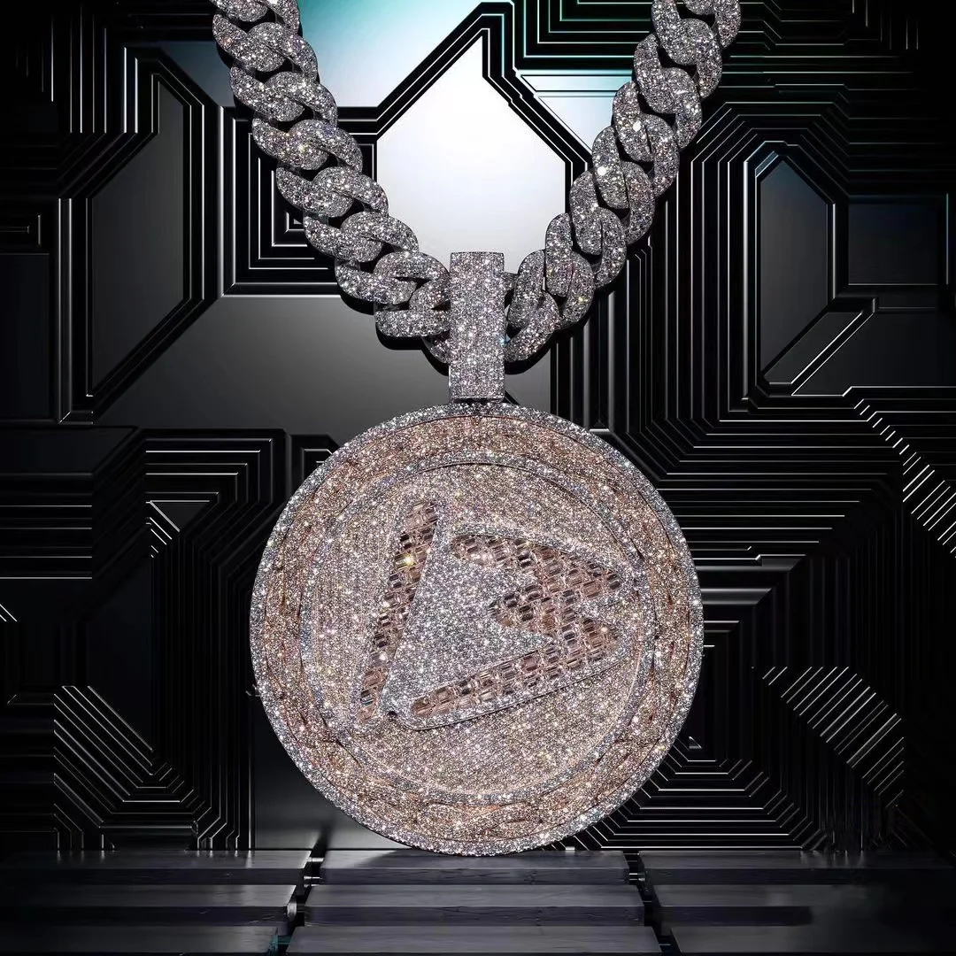 Hip Hop VVS 925 Silver  Moissanite Passed Verification Custom 3D Manufacture Personalized Name Pendant