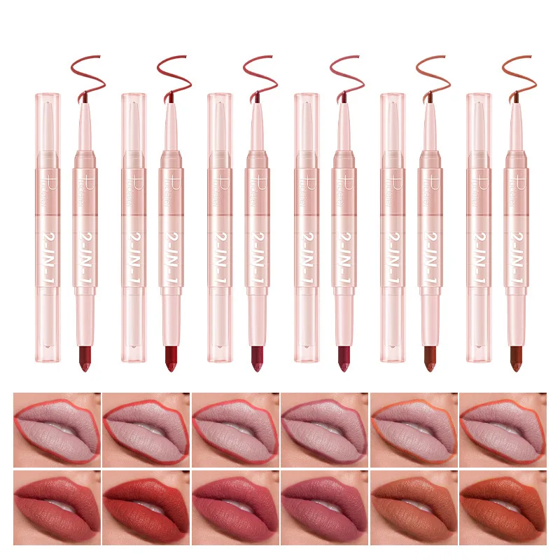OEM Beauty Cosmetic Lip Liner Best Selling Waterproof Matte Creamy Lipstick And Lip Liner 2-IN-1 Private Label