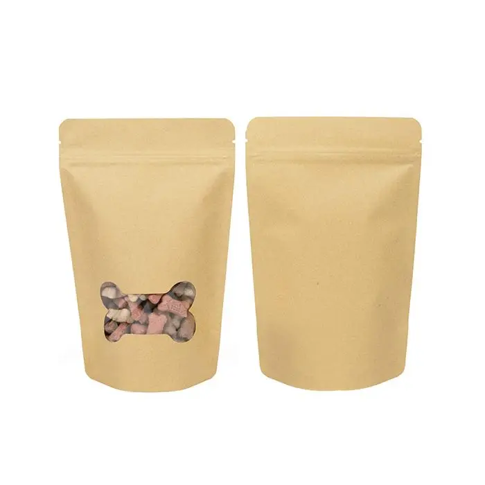 Silver Gold Colorful Food Grade Aluminum Foil Kraft Paper Bags Plastic Packaging Stand Up Pouch with Zip and Window