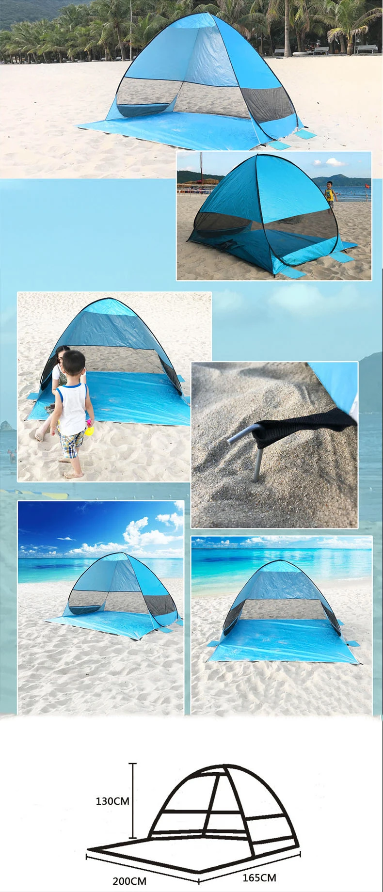 Automatic Portable Custom Foldable Outdoor Tent For Beach Stretch Beach Tent Pop Up