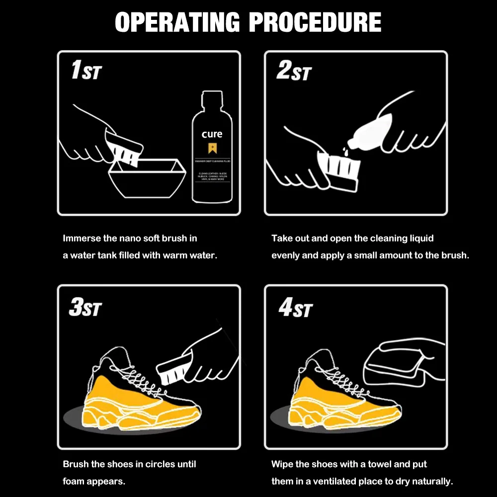 Travel Portable Easy Use Remove Sneaker Stains Shoe Care Cleaning Liquid Kit with Brush