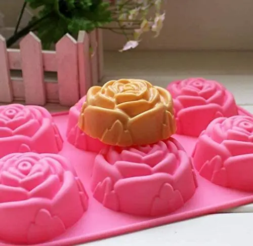 Silicone Soap Mold for Handmade Soap Cake Jelly Pudding Chocolate 6 Cavity Different Flower Shapes Design Set of 2