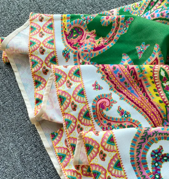 Новинка Весна 2021, женское цельное платье с запахом и винтажным принтом, длинное платье с юбкой