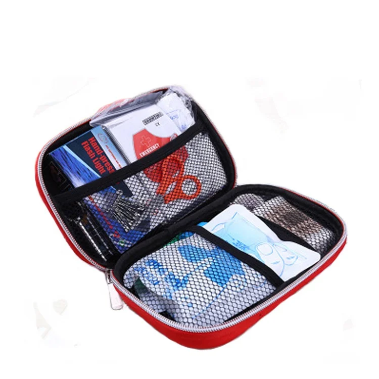 Car Home Traveling Camping Office Sports Bag Reflective Cross Fully Stocked First Aid Box Set 11 PCS with Essential Accessories